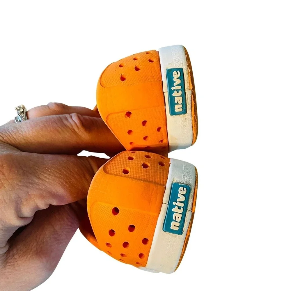 Native Jefferson Shoes Orange Perforated Slip On Sneakers Kids Size C5 Gorpcore